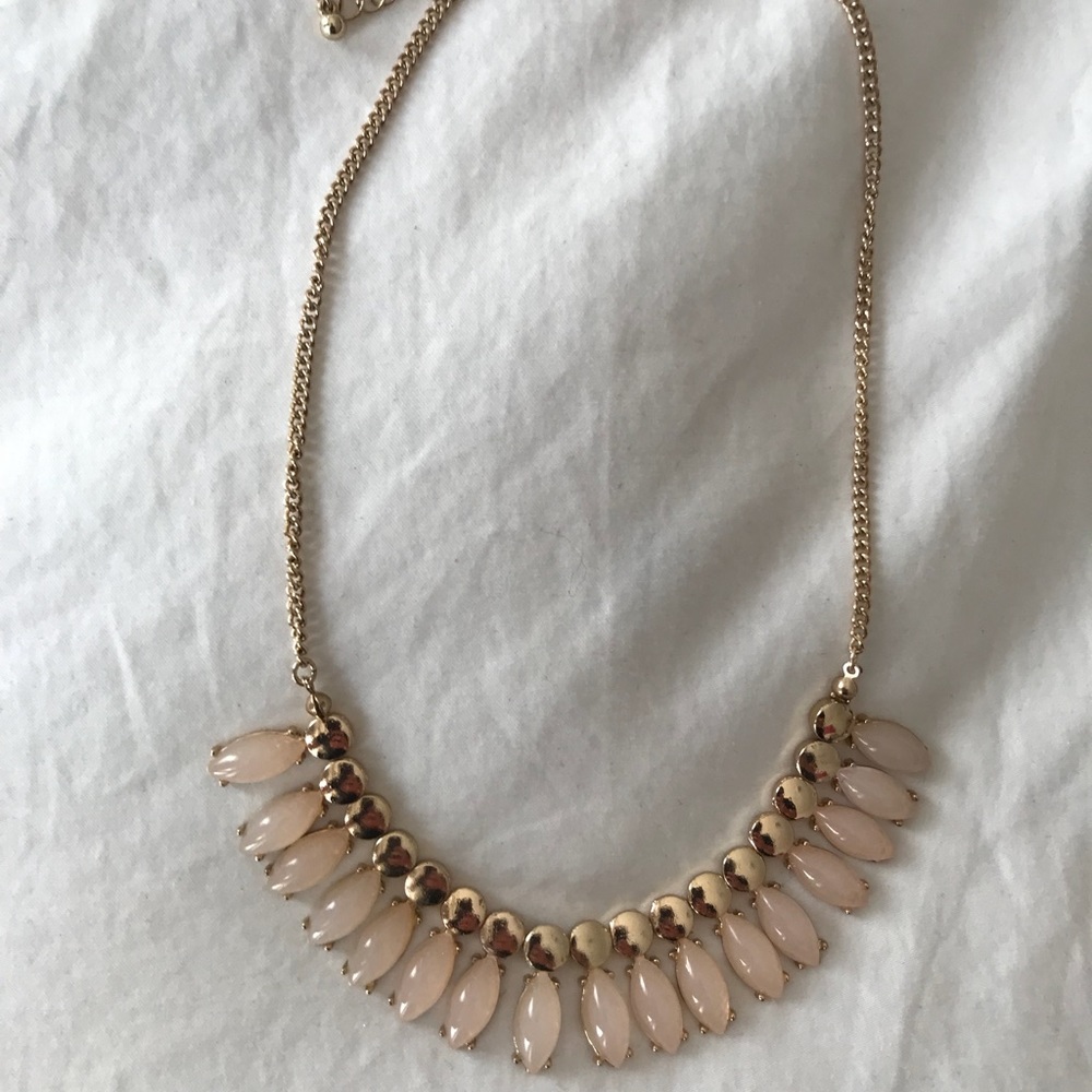Gold & rose quartz statement necklace
